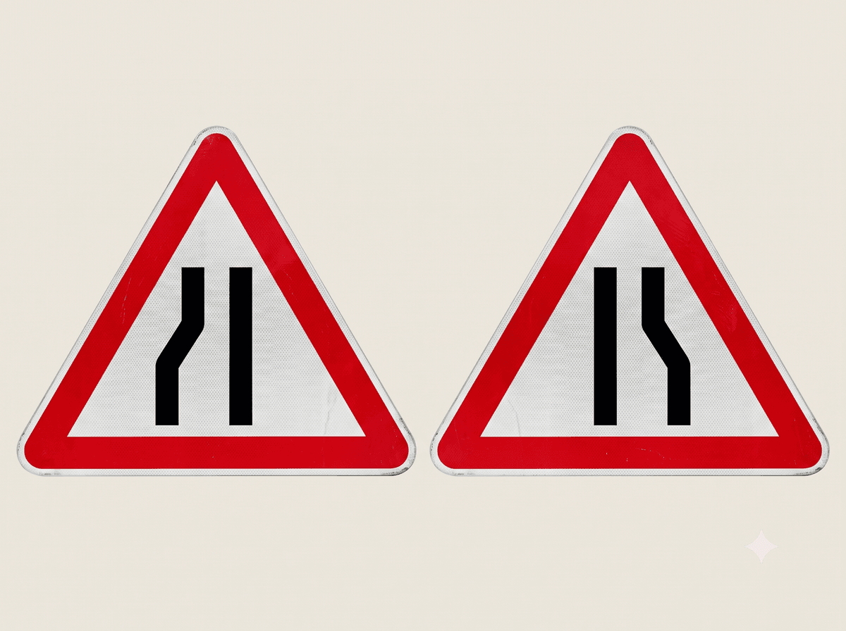 Road Narrows on One Side
